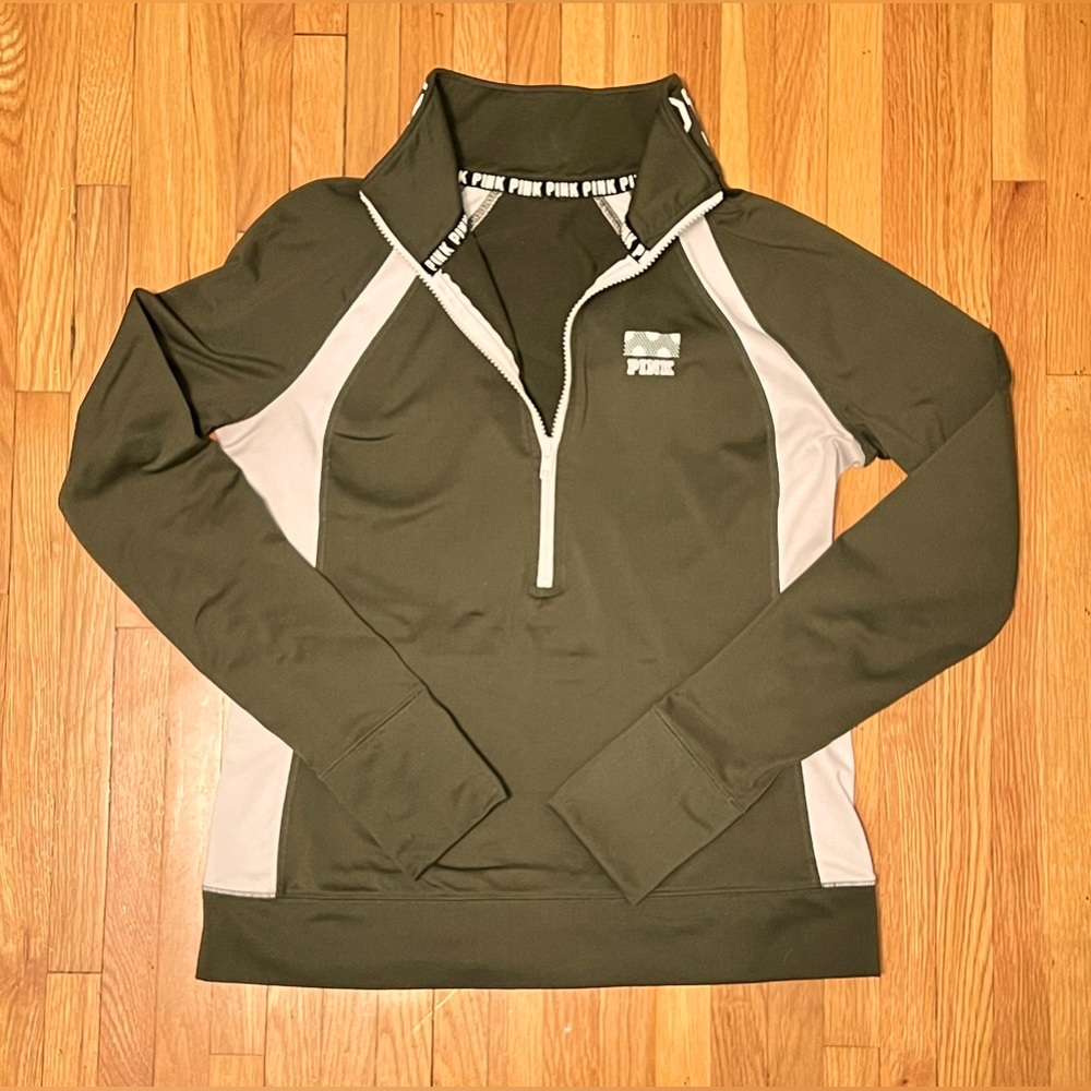 Victoria Secret PINK Ultimate Half Zip Jacket w thumbholes and back pocket. Sm